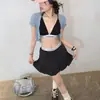 Falda Corta Rayada Elástica de Cintura Alta con Letras de Ballet para Chica Atrevida, Adelgazante, Anti-Exposición, de Moda, Versátil, Falda Plisada Tendencia