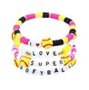 Pulseiras com Pingentes de Coração de Basquete e Futebol Mais Vendidas da Amazon para Homens e Mulheres, Joias Estilo Esportivo, Pulseiras Elásticas de Argila Macia