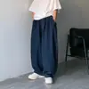 INS Marca de moda de rua japonesa Hong Kong estilo oversizet solto High Street versátil perna larga Denim Daddy calças homens e mulheres