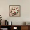 Pintura Decorativa Cuadrada Estilo Retro para Hotel, Casa de Huéspedes, Entrada, Restaurante, Arte de Pared de Fondo de Naturaleza Muerta Artística de Alta Gama