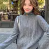 Suéter de Punto para Mujer Otoño/Invierno 100% Lana de Seda Cuello Semi Alto Suave Brillante Adelgazante Capa Base Tejido para el Trabajo