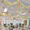 Adereços Decorativos para o Início do Ano Letivo, Serpentinas, Bandeiras, Atividades de Sala de Aula, Atmosfera da Turma do Jardim de Infância Escolar, Decoração de Fundo