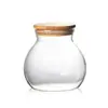 Pote de Chá Redondo de Cortiça Doméstico Simples de Vidro Borossilicato Pote de Armazenamento para Grãos e Materiais Medicinais Pote Selado