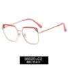 96020 Óculos de moda europeia e americana de armação grande, cor doce, armação de metal, anti-luz azul, armação de óculos simples, pode ser combinada com lentes