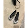 Zapatos de Tacón de Cerdo con Punta Dividida y Acabado de Espejo para Mujer Grape Mom's, Nuevos para Primavera y Otoño 2026, Planos de Boca Baja para Combinar con Faldas
