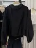 Chamarra Corta con Capucha Estilo Coreano Doble Cierre para Mujer Otoño 2026 Holgada Casual Dobladillo con Cordón Chaqueta Cargo Top