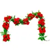 Simulación Transfronteriza Mimbre de Rosa Flor Artificial Pared de Flores Aire Acondicionado Tubería de Agua Mimbre Vestir Arco de Boda Flor Decorativa Enroscada Mimbre