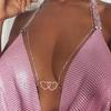 Cadena sexy de pecho de deseo puro con incrustaciones de diamantes europeos y americanos Cadena para clavícula y pezón con cuello halter para mujer Accesorios de alta calidad Cadena para cuerpo de bikini