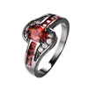 Anillo Ovalado de Zirconia Oro Negro 10K Anillo para Dedo Femenino Anillo Ovalado Moda Joyería Blanca Negra Antiguo Mujeres