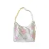 Bolso Tote de Nylon con Pliegues y Estampado de Estrellas, Gran Capacidad, Moderno, Versátil, con Cordón, para Primavera/Verano
