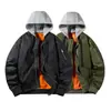 Chamarra de Vuelo Ma-1 de Marca Trendy Transfronteriza, Nuevo Estilo Primavera y Otoño para Hombre, Bloques de Color, Capucha Desmontable, Chaqueta de Béisbol Holgada