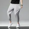 Pantalones Casuales de Verano de Seda de Hielo, Pantalones Finos Elásticos para Hombre, Pantalones Deportivos, Pantalones de Secado Rápido, Pantalones Harem tipo Jogger Holgados de Nueve Puntos