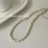 Colar Ouni de Prata Esterlina S925 com Pérolas de Água Doce Feminino Luxo Acessível Elegante Nicho Pérola de Formato Especial Corrente para Clavícula com Contas