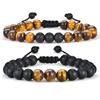 Pulsera para Pareja Transfronteriza Pulsera de Cuentas de 8 mm Ojo de Tigre Piedra Volcánica Ágata Pulsera de Cuentas para Hombres y Mujeres Mancha