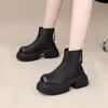 Botines de Suela Gruesa de Venta Caliente para Mujer 2026 Otoño/Invierno Nueva Llegada Botas de Caña Ancha Estilo Británico Otoño/Invierno Botas Martin con Felpa para Mujer