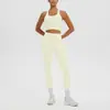 Top sin mangas Racerback de Alta Elasticidad Transpirable Agradable para la Piel Antishock para Yoga Deporte Correr Fitness Pantalones Largos de Cintura Alta Conjunto de Yoga