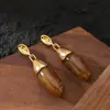 Pendientes de Resina con Forma de Gota Personalidad de Moda Transfronteriza Estilo Maillard, Pendientes de Viaje de Lujo Ligero a la Moda para Adelgazar el Rostro