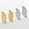 Brincos de Folha com Pedras Preciosas em Novo Estilo Transfronteiriços, Brincos Simples de Moda Feminina Levemente Luxuosos e Elegantes, Brincos Personalizados de Alta Qualidade Europeus e Americanos