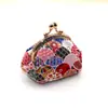 Bolso de mano dorado hecho a mano terminado tela de algodón y lino pequeño fresco lindo monedero billetera corta para mujer bolsa clip