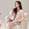Pijama feminina atacado transfronteiriço primavera e outono novo algodão imitação manga comprida senso de alta qualidade doce casual fofo roupa de casa terno
