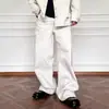 Novos Jeans Retos Soltos Branco Puro com Caimento Lavado Estilo Hong Kong Retro Estendido Simples Calças de Perna Larga Masculinas