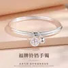 Pulsera de Campana de Bobina de Doble Anillo para Mujer, Plata Pura 9999, Superficie Lisa, Estilo Coreano de Moda, Nueva Pulsera Simple al por Mayor