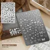 Herramienta para Uñas Estampado Cuadros Placa de Acero Transferencia Copo de Nieve Invierno Gato Kt Cuadros Franceses Estampado Leopardo Patrón de Fuegos Artificiales Plantilla