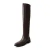Botas altas apilables, hasta la rodilla, de uso bidireccional, piel de vaca completa, otoño/invierno 2026, tacón grueso, tacón medio, punta redonda, sin cordones, piel genuina, botas altas para mujer