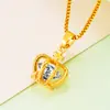 Colgante de Corona de Moda de Imitación de Oro de 18K para Mujer Combinación Perfecta Regalo de San Valentín Cumpleaños Joyería de Oro de Arena de Vietnam