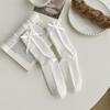 Calcetines de Punto para Niños Calcetines de Longitud Media Estilo Japonés Primavera y Verano Blanco Leche Lazo JK Combinan con Todo Estilo Ballet Estilo Miu Tubo Largo