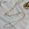 Collar de Clavícula de Perlas de Agua Dulce Estrelladas de Doble Capa Zhuji Yuhel Bola Láser Inyectada en Oro 14K Cadena para Suéter 88cm Moda