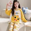Pijama Infantil 2026 Novo Modelo Algodão Puro Manga Longa Calça Longa Primavera e Outono Menina Bebê Infanto Juvenil Desenho Animado Conjunto de Roupa de Casa