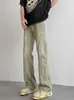Pantalones vintage transfronterizos estilo americano, marca de tendencia de alta calle, lavados y teñidos en barro amarillo, jeans de pierna recta ajustados, acampanados, casuales para hombre