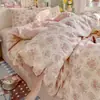 Algodão macio grau mãe e bebê, gaze de dupla camada, estilo fresco, lençol de cama, conjunto de três peças para dormitório estudantil, conjunto de quatro peças de roupa de cama 100% algodão