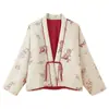 Outono 2025 Novo Moda de Rua Europeia e Americana Transfronteiriça Jaqueta de Algodão Estilo Kimono Estampada Casaco Estilo Chanel Tendência Ins