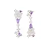 Aretes Originales de Flor de Glicina para Mujer, Plata de Ley 925, Aretes Asimétricos con Borla de Flor Morada Estilo Bosque, Idea de Regalo