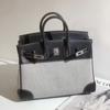 Bolso de Lona Platinum de Outlet de Fábrica Bolso Cruzado para Mujer Bolso de Contraste con Costuras Bolso de Cuero de Gran Capacidad para Mano/Hombro Bolso Kelly