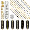 Nueva Joyería Caliente para Uñas ins Cadena Pequeña 12 Cajas Acero Dorado y Plateado Bola de Acero Pegatina Decorativa para Uñas DIY Cadena Metálica