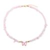 Collar de Cuentas de Grava de Perla para Mujer, Pulsera Versátil y Sencilla de Gema de Mariposa para Suéter, Pulsera de Grava de Perla