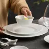 Juego de Cuenco y Plato de Porcelana Blanca Dehua de Fábrica, Cuenco de Arroz de Encaje de Gama Alta, Juego de Vajilla Comercial para Hotel de Una Persona