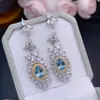 Aretes de Topacio Natural, Calidad de Cuerpo Completo, Color Súper Fuego, Tamaño de la Piedra Principal es de aproximadamente 5*7mm Plata 925 Incrustación de Precisión