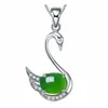Novo lindo pingente de cisne fofo, fino e agradável, Verde Jasper, miolo, pingente de cisne branco personalizado, presente, atacado