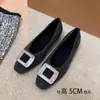 Zapatos Individuales de Mujer con Tacón de 5 cm de Altura, Puntera Cuadrada, Pedrería Gris, para Mujeres Petites, Zapatos Mary Jane de Peluche con Piel, Boca Baja, Otoño/Invierno 2025
