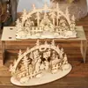 Decoração de Natal Nova Transfronteiriça Suprimentos Peças de Madeira Enfeites DIY Enfeites Redondos Estereoscópicos Decorações de Mesa Criativas Caseiras