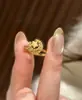 Anillo Nuevo de Estrella y Luna Cepillada Temperamento de Mujer Moda de Gama Alta Versátil Abierto Ajustable Anillo Diseño Simple de Nicho