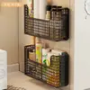 Estante de Almacenamiento para Film Transparente Canasta de Almacenamiento para Colgar en el Lado del Refrigerador Caja Organizadora de Condimentos para Huecos de Cocina sin Agujeros