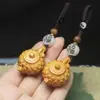 Llavero de Tetera de Loto de Ciprés Colgante para Teléfono Llavero de Tetera de Madera Colgante para Bolso Cadena para Teléfono Regalo