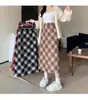 Falda de Lana a Cuadros Vintage para Mujer Estilo Americano Cintura Alta Largo Medio Falda de Cadera Línea A Otoño e Invierno Falda de Cintura Alta Adelgazante Ins