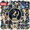 Compra direta internacional de 50 adesivos vintage de deusa do céu noturno, planeta e galáxia para decoração de telescópio astronômico e diário