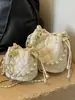 Bolso de cadena con patrón de rombos, bolso tipo cubo de alta moda estilo coreano, nuevo bolso de hombro y cruzado de moda nicho para mujer primavera 2026